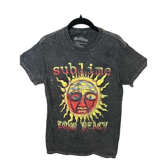 Urban Outfitters Sublime Long Beach Acid‎ Washed Short Sleeve Black T-Shirt S - Picture 1 of 6